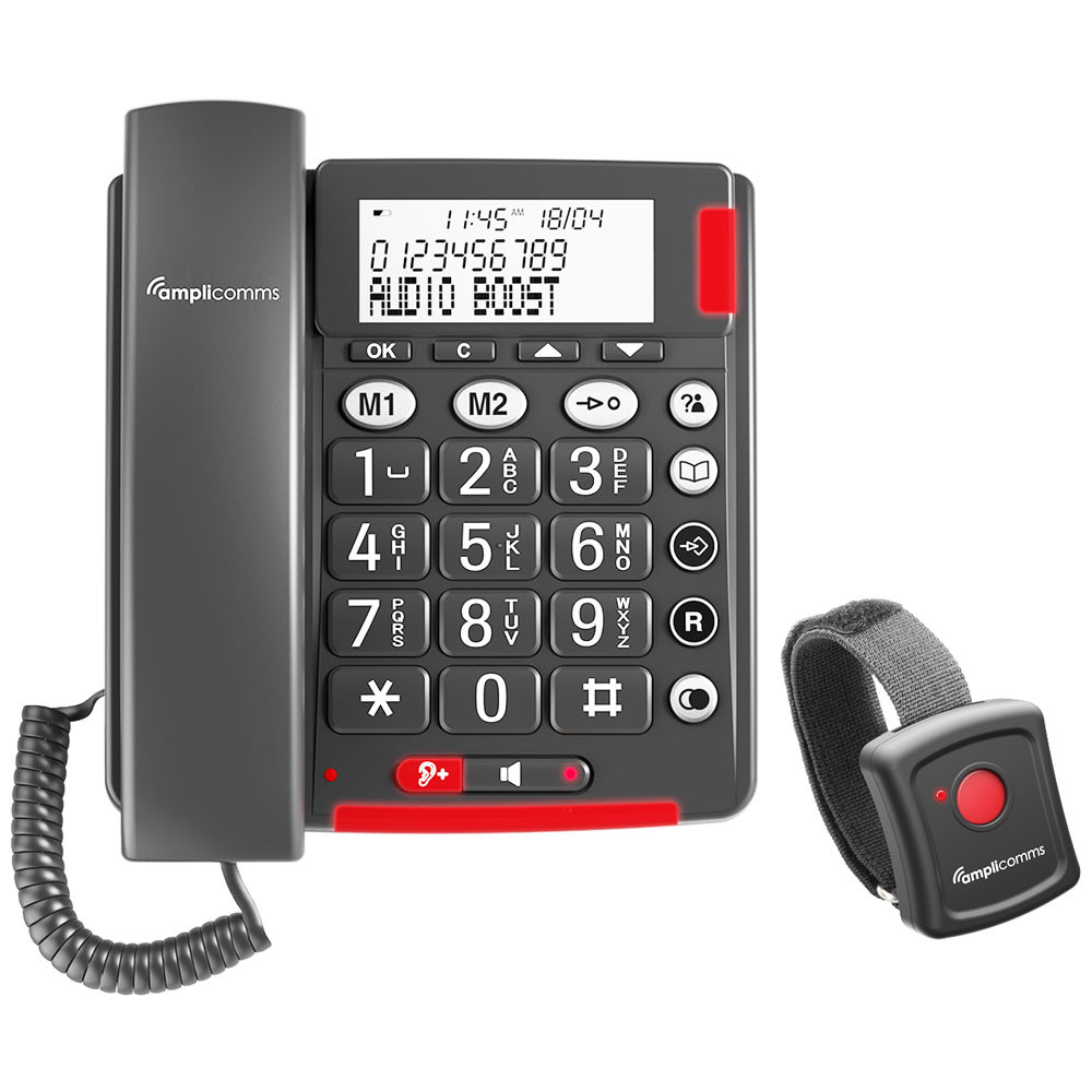 BT-50 Talking caller ID phone & wrist/pendant emergency button